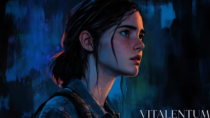 Young survivor profile glows against deep blue painted night