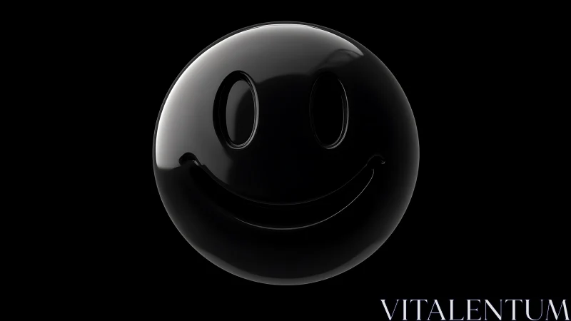 Midnight chrome smiley orb glows softly in the dark.