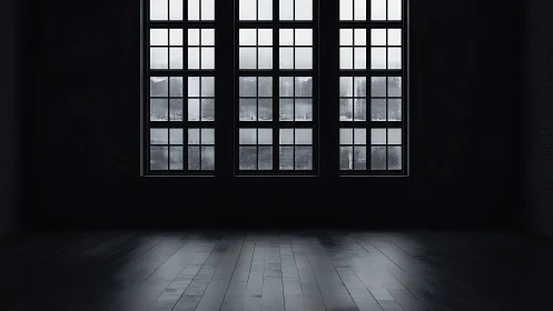 Quiet city loft windows welcome in soft gray morning light