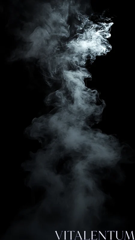 Soft white smoke curls upward in a graceful darkened space