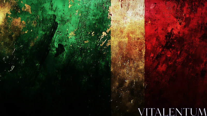 Textured tricolor abstraction in distressed digital painting style.