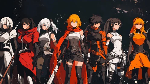Bold anime heroes stand united in a powerful battle lineup