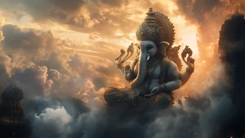 Cloudborne deity breathes light into storm-softened heavens