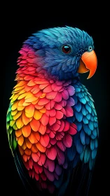 Iridescent rainbow parrot rendered in luminous digital detail.