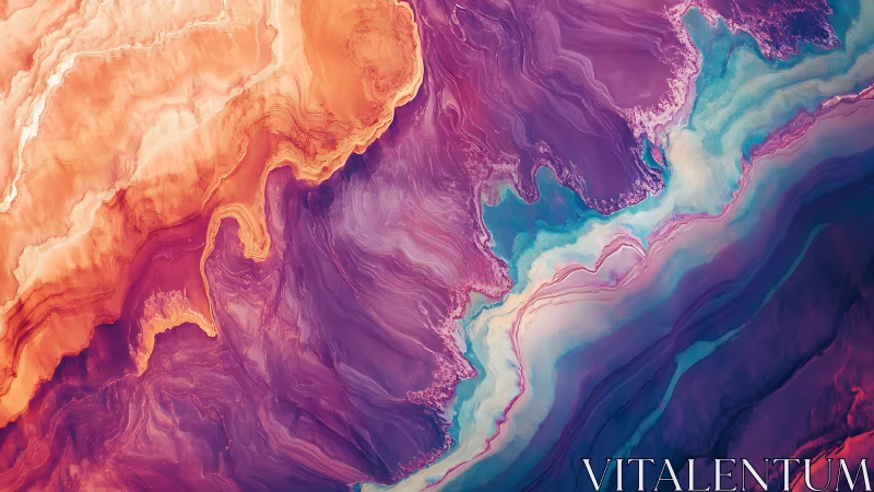 Layered abstract marbled pattern in warm and cool tones.