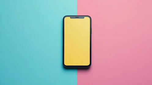 Modern smartphone glowing with vibrant yellow screen