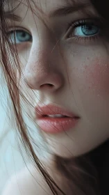 Close-up partial portrait of young face with blue eyes.