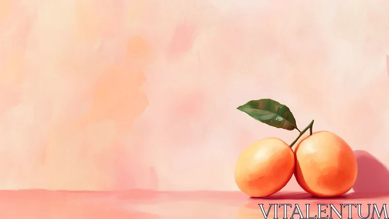 Peach pair still life against soft pastel background.