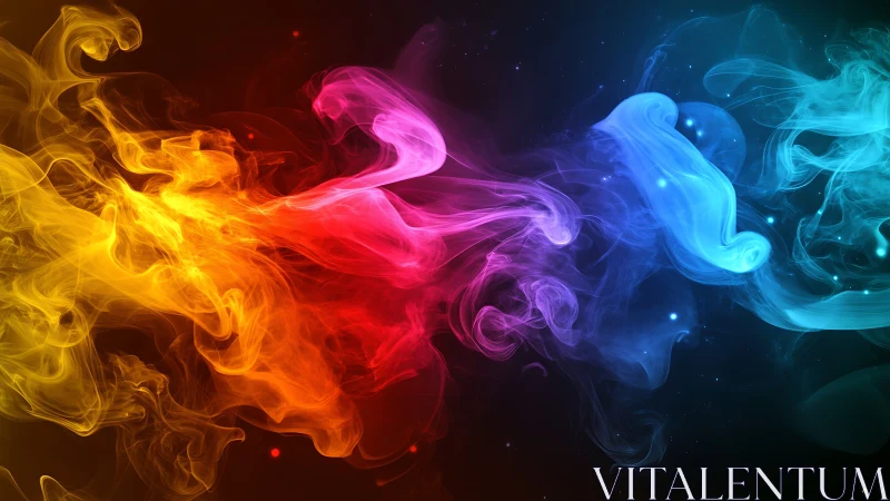 Chromatic vapor plumes collide in a high-contrast digital nebula