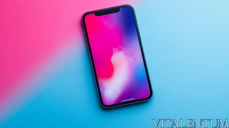 Modern smartphone displaying gradient wallpaper against dual-tone background