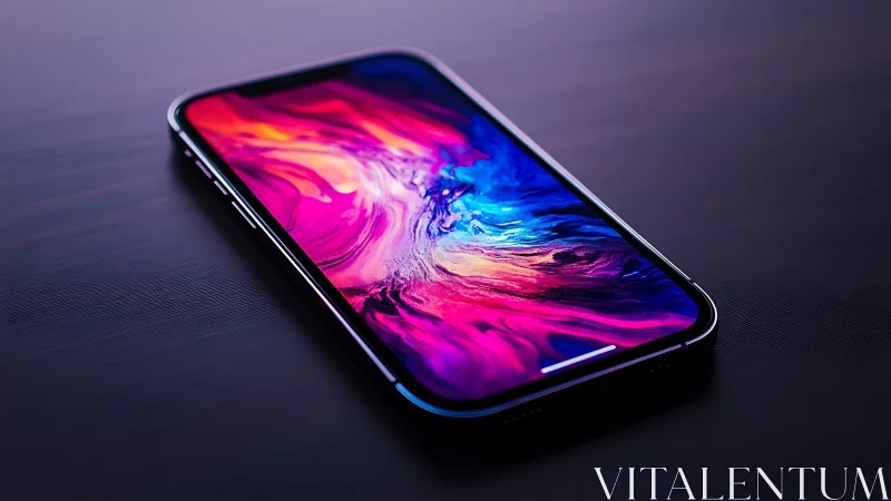 Smartphone with Vibrant Abstract Liquid Display.