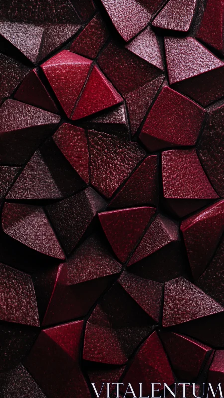 Crimson geometric shards form a textured abstract pattern.