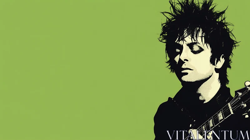 Guitarist portrait in high-contrast pop art profile.