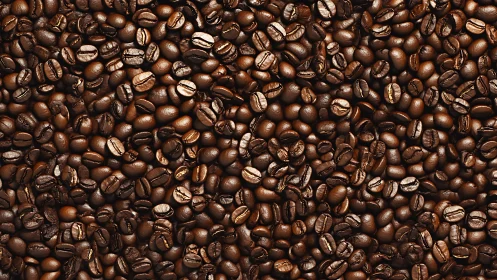 Macro coffee bean field with uniform textural repetition pattern.