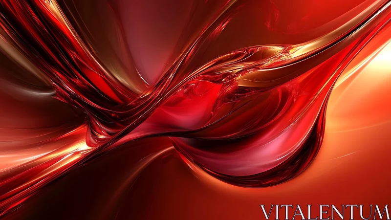 Vivid Red Abstract Swirl in Futuristic Digital Art Style.