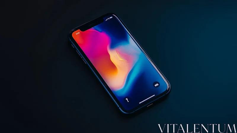 Modern Smartphone with Vibrant Gradient Display Wallpaper.