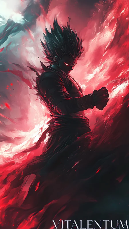 Storm-wreathed warrior condenses crimson chaos into power