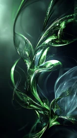 Bioluminescent fractal tendrils form translucent green energy vines