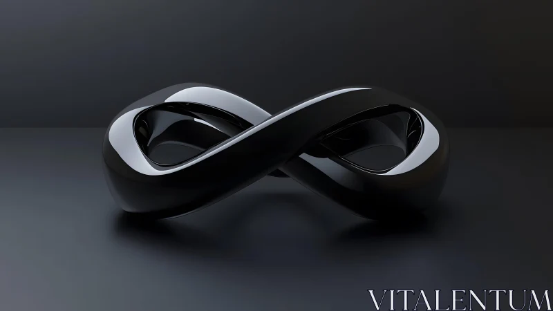 Sleek black infinity loop sculpture in minimalist modern style.