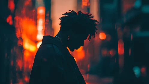 Moody city silhouette leans into neon night reflections