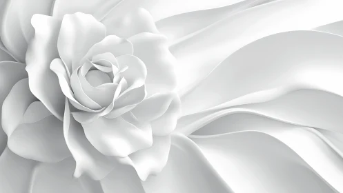 Ethereal Monochrome Rose Unfurling in Sculptural Light.