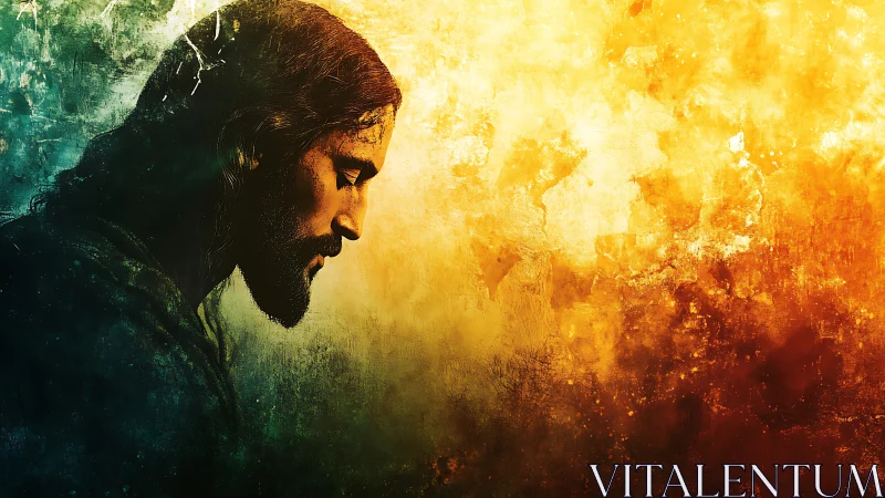 Soft-bowed figure leans into a storm of molten sunrise light