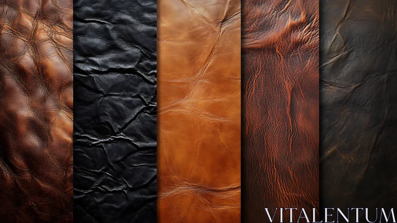 Vertical strips of textured leather in varied rich colors.