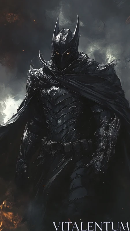 Dark armored sentinel in cinematic fantasy digital painting.