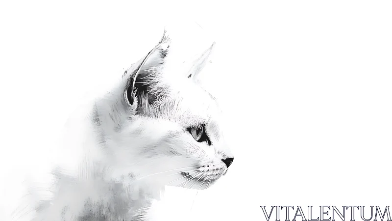 A Gentle White Cat Lost in Thoughtful Contemplation.