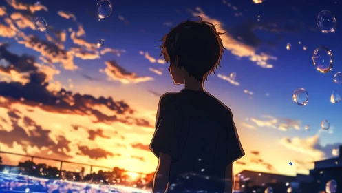 Quiet sunset reflections with a dreamy, skylit companion.