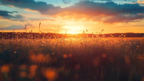 Sunlit meadow choir catching the last golden whispers of day.