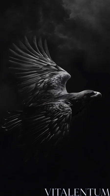 Midnight plumage carves silver arcs through storm-dark air