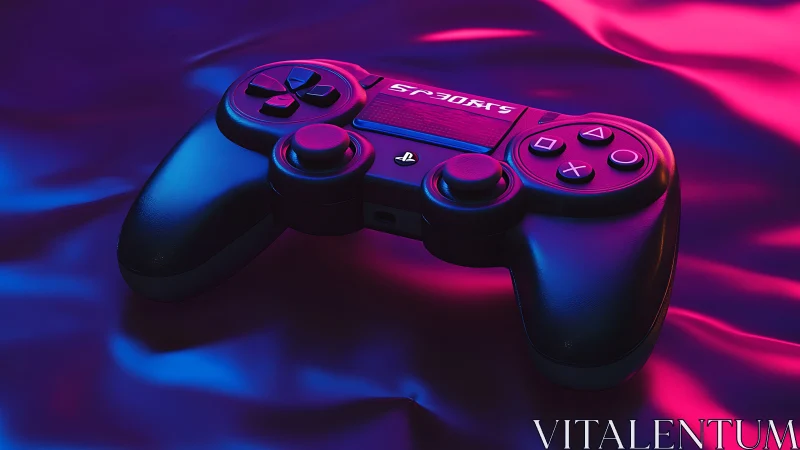Neon Gaming Controller Glowing in Cyberpunk Ambiance.
