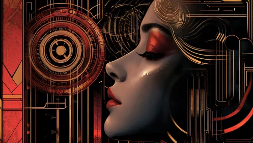 Profile portrait intersects with geometric circuitry structures