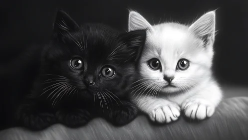 Monochromatic Feline Duality: Juvenile Black and White Cats Study.