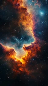 Starlit nebula clouds glow warmly against the deep night sky