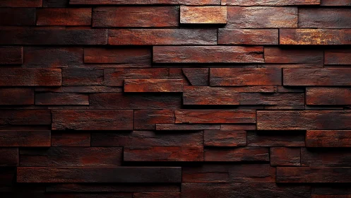 Deep Red Stacked Stone Wall Texture in Rustic Modern Style.