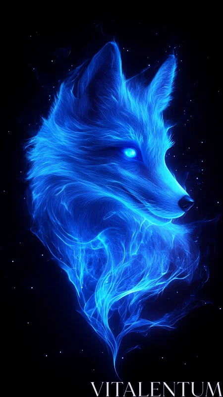 Luminescent spectral fox portrait in neon plasma energy