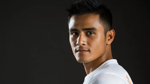 Studio headshot with controlled rim lighting and soft contrast.