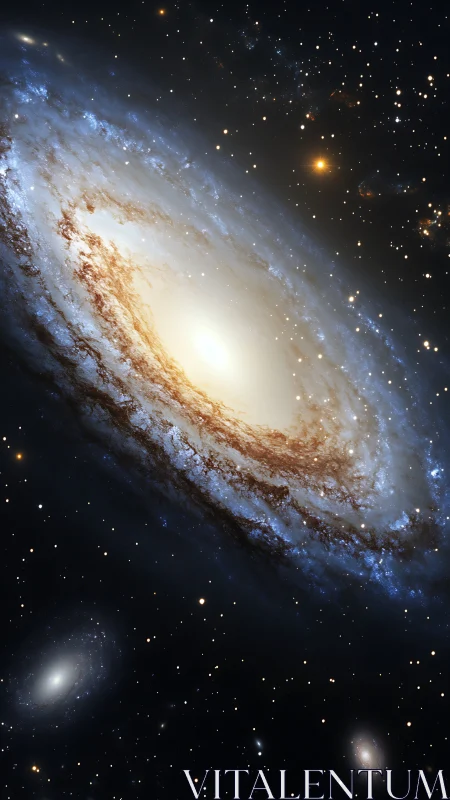 Spiral galaxy core with glowing stellar halo in space.
