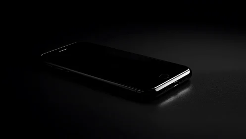 Smartphone device positioned at oblique angle on textured surface