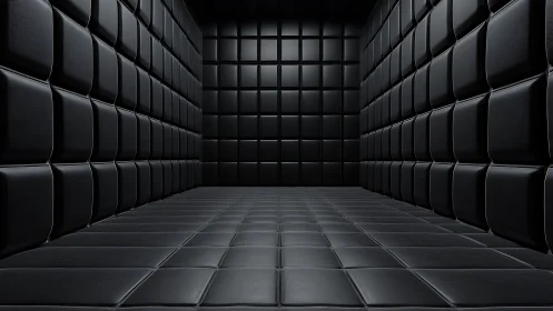 3D padded chamber interior with modular black panel grid.