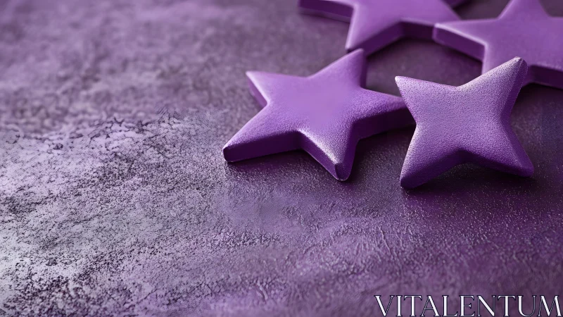 Purple star-shaped objects on textured background, modern minimalism.