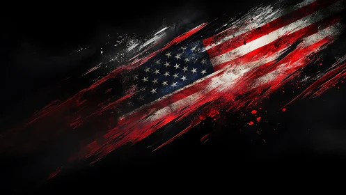 Abstract digital rendering of distressed United States flag.
