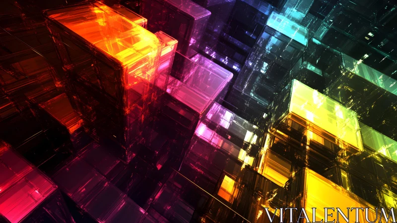 Vibrant 3D Glass Cubes in Abstract Digital Art Style.