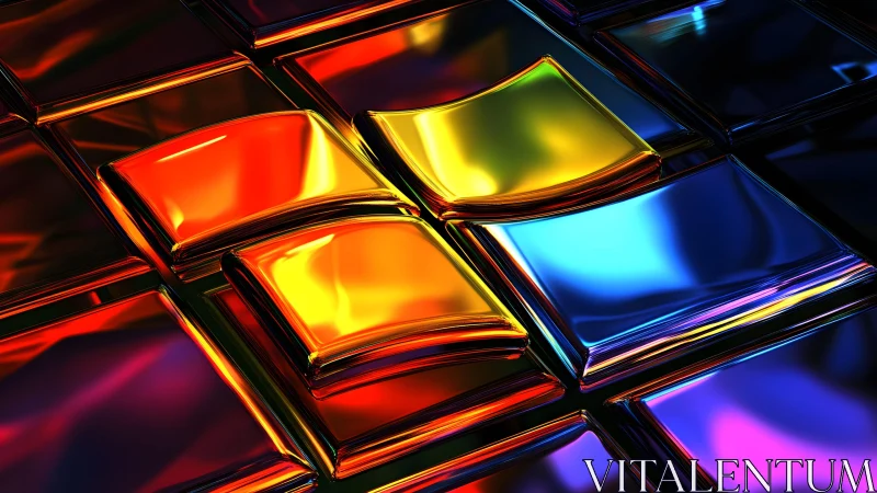 Abstract 3D Glass Windows Logo in Vivid Neon Colors and Reflections. Abstract 3D Glass Windows Logo in Vivid Neon Colors and Reflections.