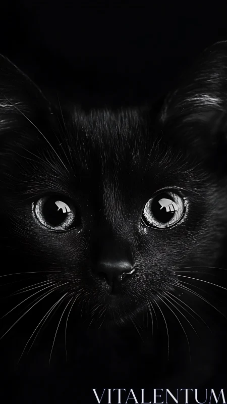 Black Cat Portrait: Luminous Eyes Against Deep Shadow.