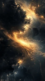 Stellar nebula vortex with luminous plasma filaments in space