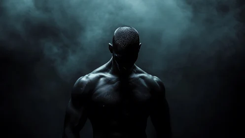 Shadowforged athlete emerging from moody cinematic darkness.