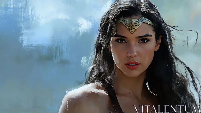 Warrior portrait captures intense resolve and luminous detail.